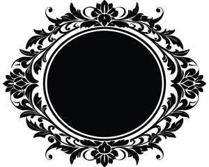 Vector art of decorative floral frame with circle in the center