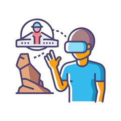 Augmented Reality Experience Illustration of a Person Exploring a Virtual Environment