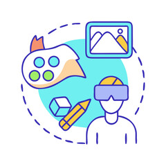 Abstract illustration showing virtual reality design elements on a dark background