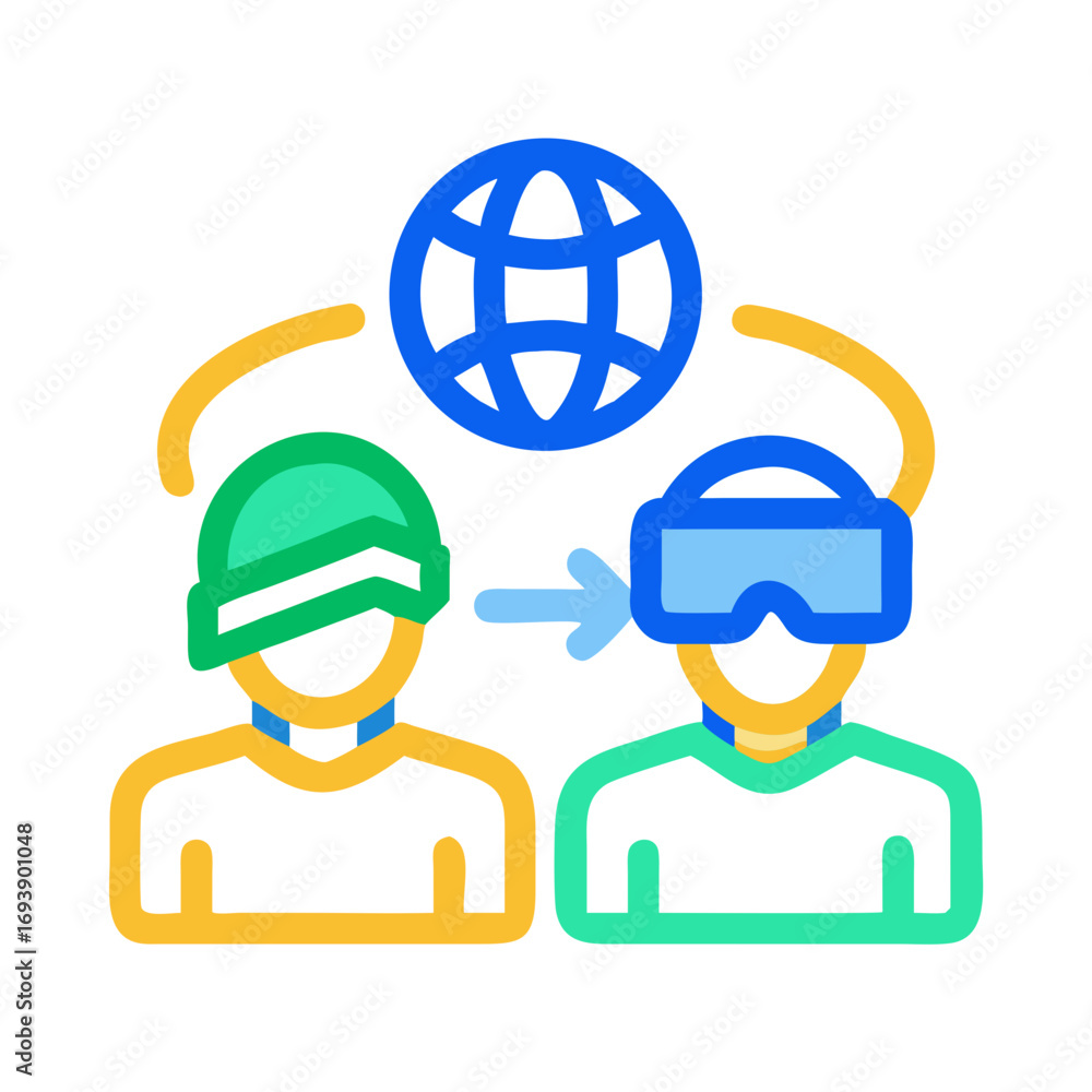 Poster virtual reality connection: two avatars linking through technology and the global network