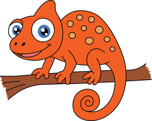 Smiling Orange Newt on Branch