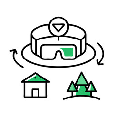 Abstract Green Shapes on Black Background Stock Illustration: Simple Minimalist Flat Design