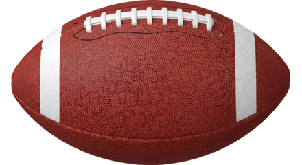 American football with white stripes and laces isolated on a transparent background