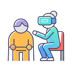 Virtual Reality Therapy Session: Therapist Guiding Patient in VR Experience