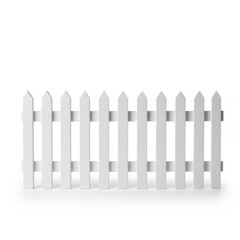 White picket fence isolated on white background, 3d rendering, no shadow