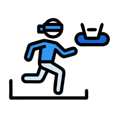 Abstract running figure throwing an object silhouette on a solid black background, sports metaphor