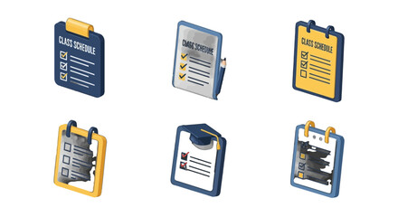 Isometric Vector Icon Set Class Schedule