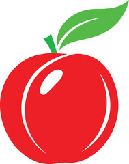 Vibrant red apple silhouette with green leaf fruit icon for healthy eating and harvest vector
