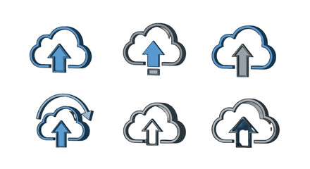 Cloud Upload Vector Icon Set 6 Stylish Designs