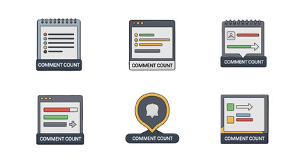 Modern Comment Count Vector Icon Set