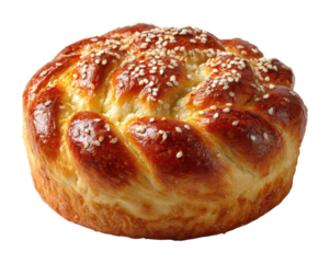 Freshly baked sesame brioche bakery food cozy isolated on transparent background