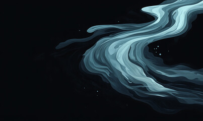 water in dynamic motion, isolated on black background for commercial use.