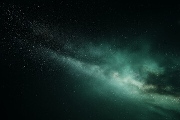 View of planet Earth from orbit with glowing green atmosphere and starry cosmic background. Futuristic astronomy concept, space exploration, galaxy and science fiction design