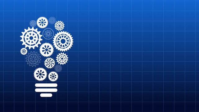 teamwork innovation idea. light blub and gear concept. 4k animation background 