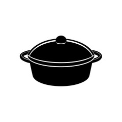 Silhouette of a covered pot on transparent background