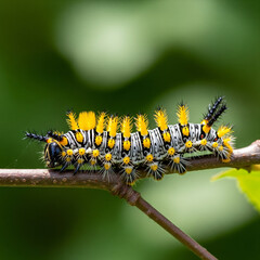 yellow caterpillar on a leaf