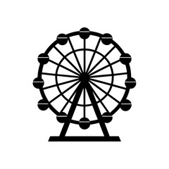 Silhouette of a ferris wheel on transparent background