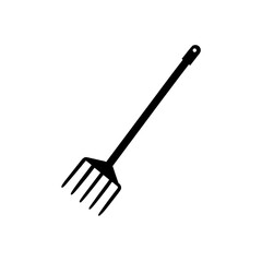 Illustration of a garden rake on transparent background silhouette