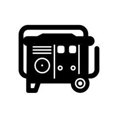 Black portable generator icon on transparent background silhouette