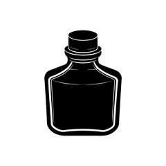 Simple black potion bottle art on transparent background silhouette