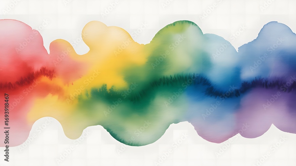Poster an abstract watercolor painting displays a vibrant spectrum of colors blending seamlessly together a