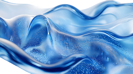 Dynamic and Vibrant Blue Liquid Splash Abstract Art Background with Flowing Droplets Waves isolated on a transparent background
