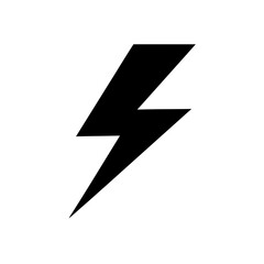 Black lightning bolt on white on transparent background silhouette