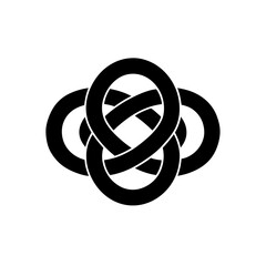 Interlocking circles design on transparent background silhouette