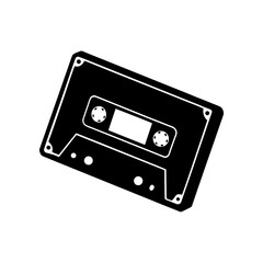 Obraz premium Black cassette tape illustration on transparent background silhouette