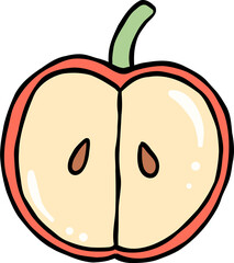 Illustration of a Half cut Apple Hand Drawn