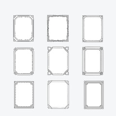 Collection of nine elegant decorative ornate border designs for pages and documents