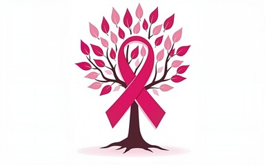 Breast Cancer awareness concept ribbon tree design. High quality