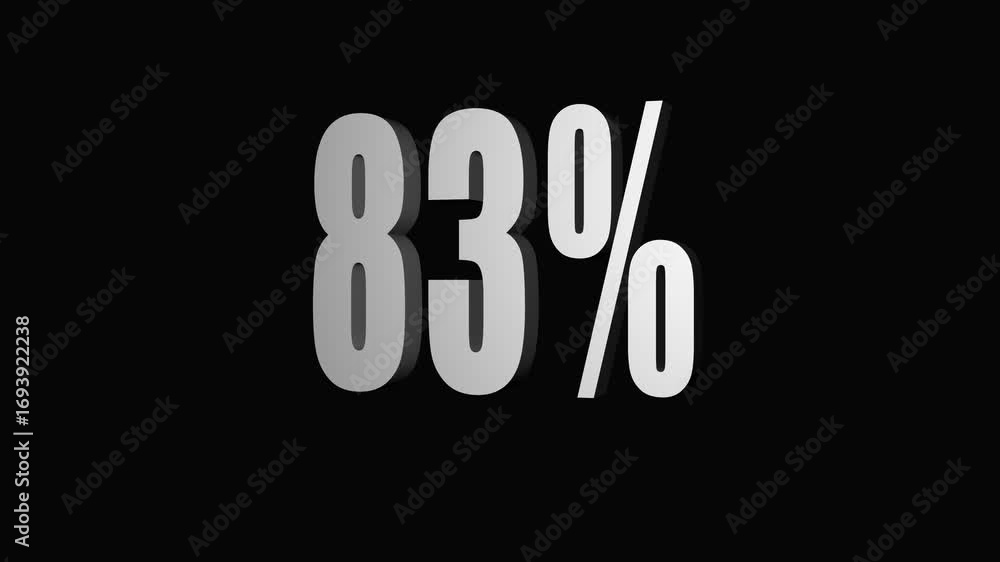 Poster animated percentage display showing eighty three percent against a black background