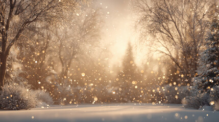 Enchanting winter scene with falling snow, perfect for the Christmas and New Year season.