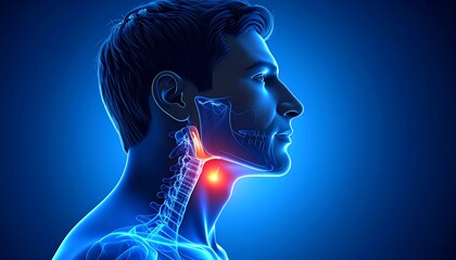 Obraz premium 3D anatomical illustration of a sore throat