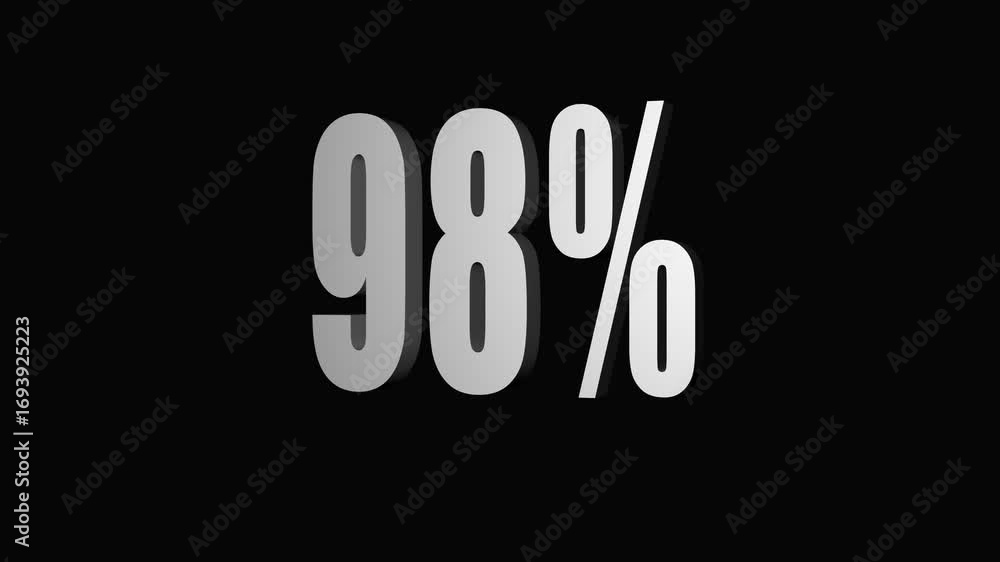 Poster animated percentage sign composed of large numbers with shadow effects on black background