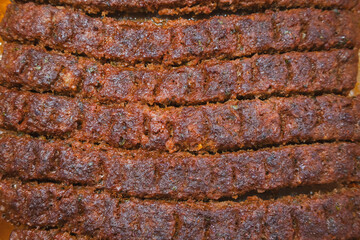 Adana kebab close up macro delicious Turkish food traditional kebab