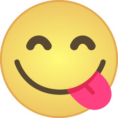 Face With Tongue Sticking Out of Mouth Emoticon - Savoring Food Emoji Smiley in SVG, Vector