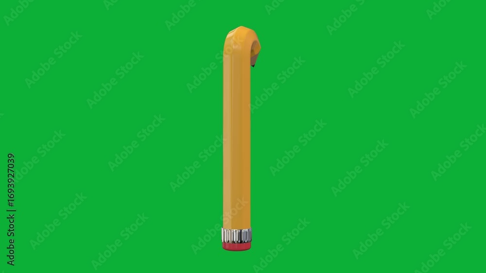 Poster 3d number 1 designed with pencil style rotating animation on green screen background, creative educa