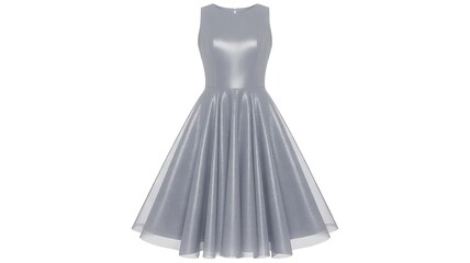 Elegant Silver Glitter A-Line Dress Sleeveless Fashion Apparel