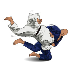Judo Athletes Practicing Throw Technique as a Symbol of Teamwork and Discipline