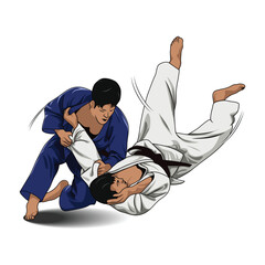 Judo Athletes Practicing Throw Technique as a Symbol of Teamwork and Discipline