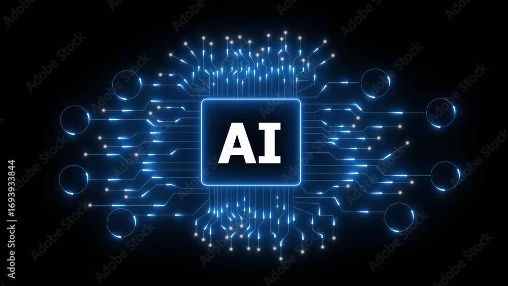 Poster a glowing circuit board design featuring the letters 'ai' in the center, symbolizing artificial inte