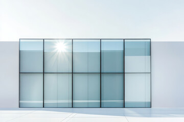 Modern solar panels reflecting sunlight in a clean row creating sustainable energy