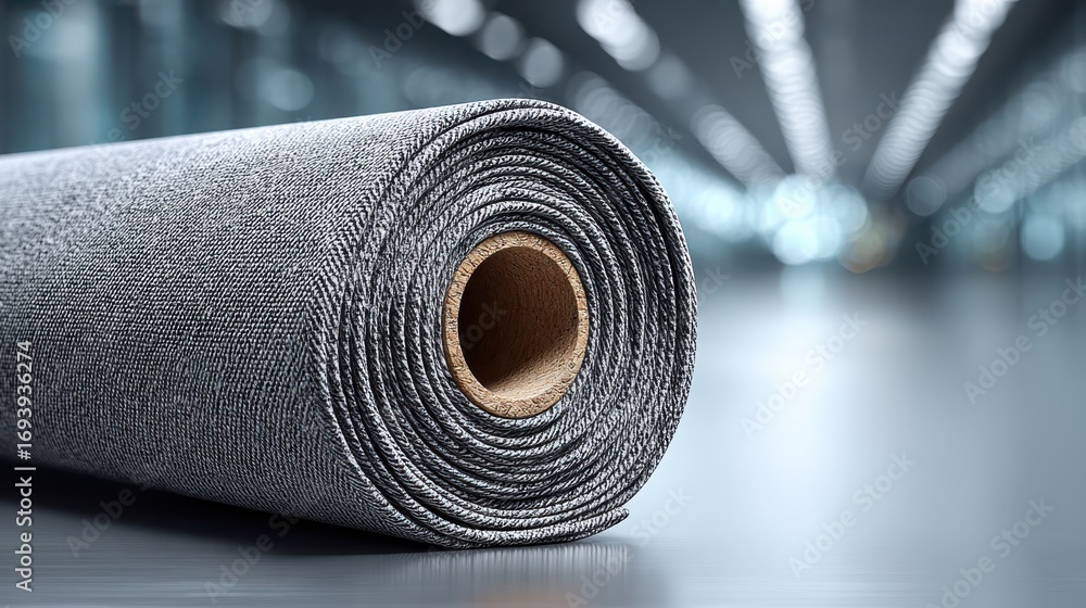 Aufkleber a rolled fabric is displayed on a smooth surface, with a blurred background highlighting its texture