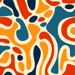 Abstract seamless pattern with fluid organic shapes, creating a dynamic, modern design. Vector illustration.