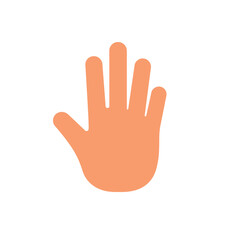 Fototapeta premium Open hand displaying five fingers against a white backdrop, symbolizing greeting, stop, or high five in a simple and friendly manner.
