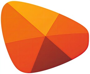 Abstract,  faceted, orange and brown, teardrop-shaped design