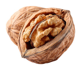 Cracking open walnuts kitchen food natural isolated on transparent background