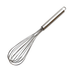 Stainless steel whisk used for mixing ingredients in a home kitchen during baking time